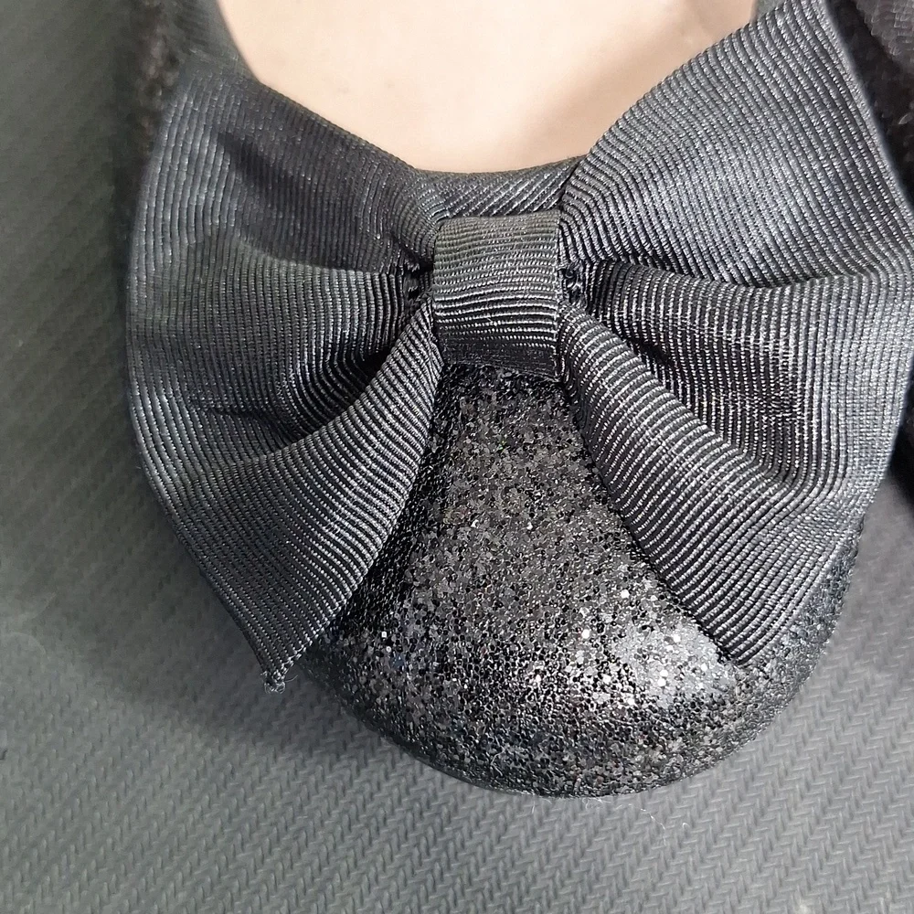 Falls Creek Sparkly Black Bow Flats Shoes